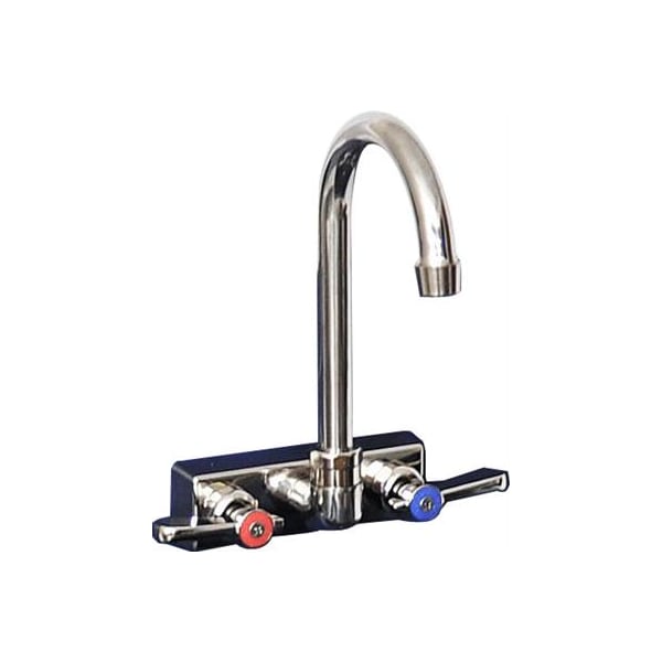 Bk Resources Evolution 4" Splash Mount Stainless Steel Faucet, 6 Gooseneck Spout EVO-4SM-5G - main